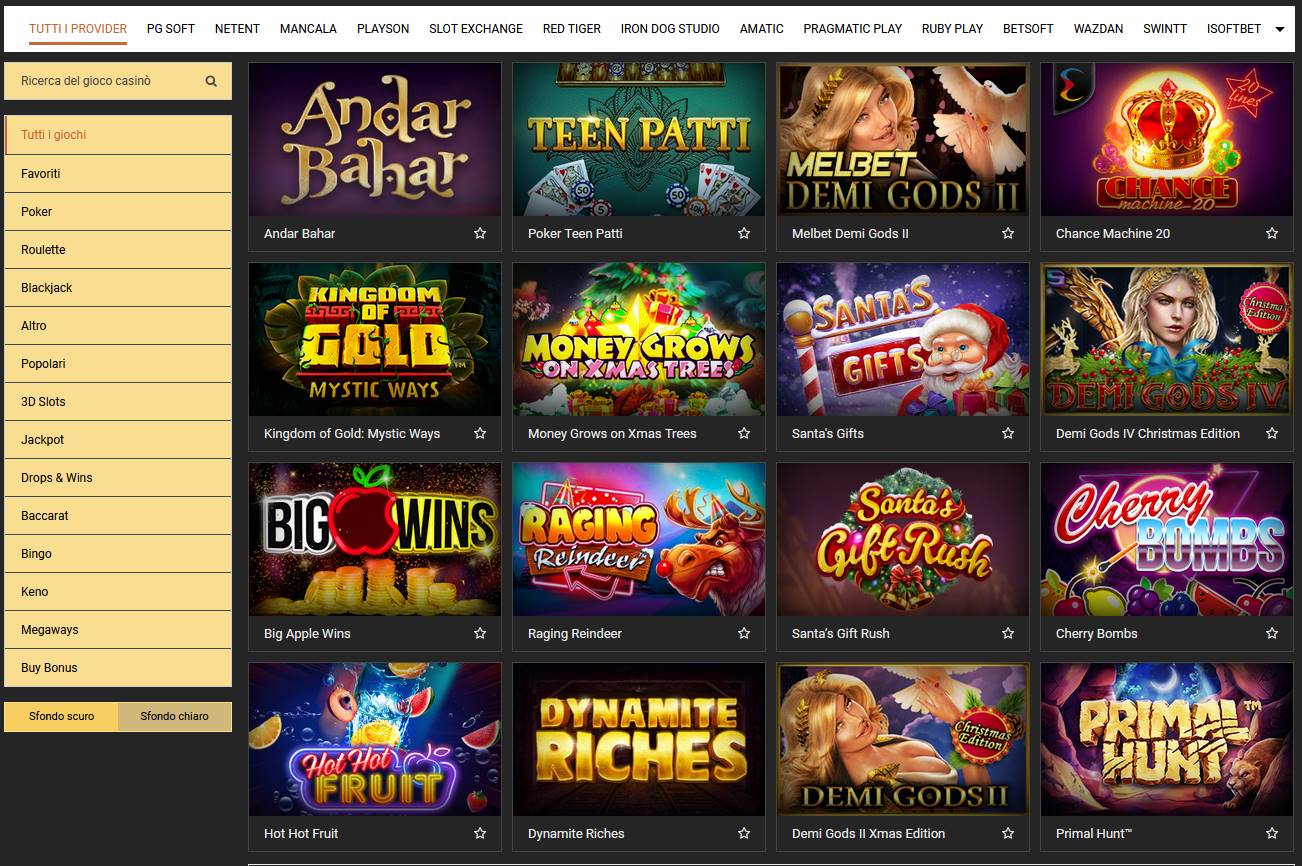 Panoramica di tutti i giochi di casinò disponibili